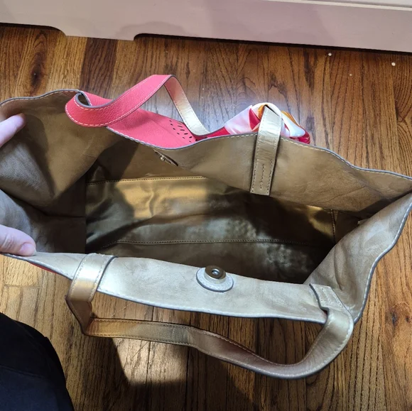 Merona Red Tote with Metallic Accents - Picture 3 of 3